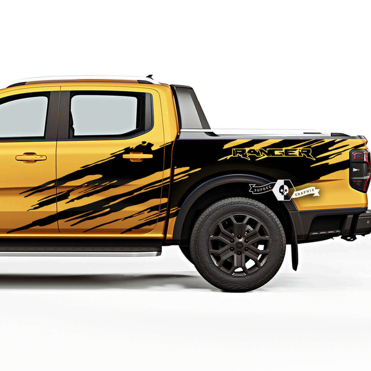 Verwoeste Modderspetter Zijgrafiek Vinyl Stickers Set voor Musclecar Ranger
