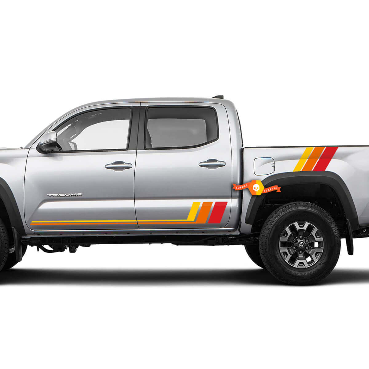 2x TRD Toyota Tacoma drie kleuren Old School Sunset Toyota Tacoma deuren bed TRD strepen kant Vinyl Decals Stickers
