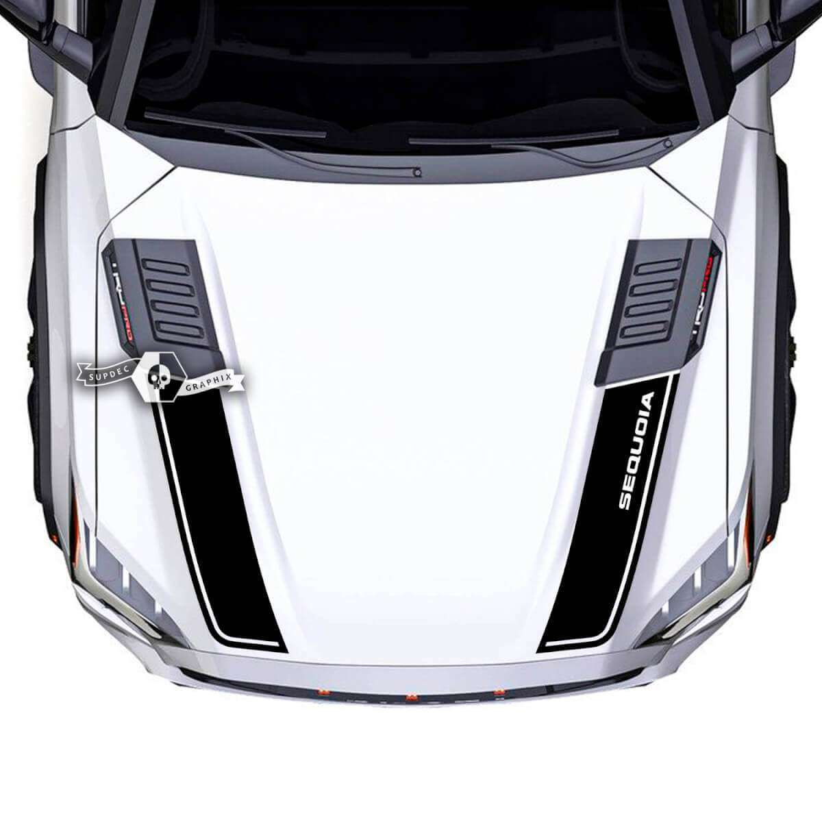 Toyota Sequoia Hood Trim Vinyl Stickers Decal past op Toyota Sequoia Spilled
