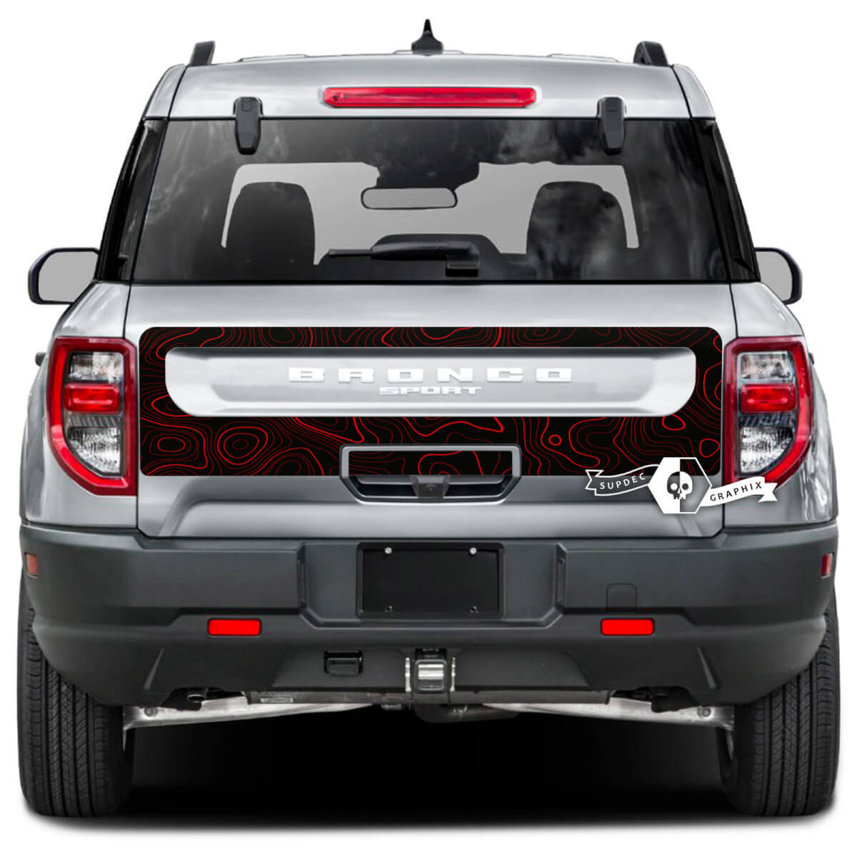 Ford Bronco achterklepbed topografische kaart Splash Wrap Decals Stickers 2 kleuren
