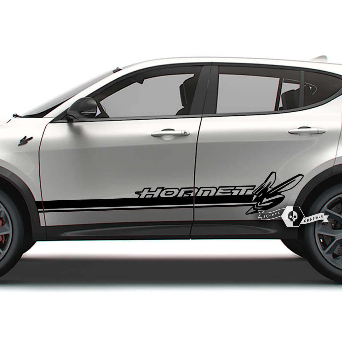Paar Dodge Hornet deuren zijstrepen logo vinyl stickers stickers
