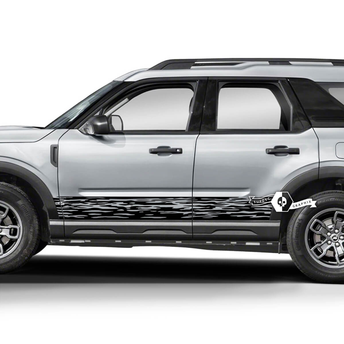 2x Ford Bronco Destroyed Dazzle Paint Splash Rocker Panel zijstickers
