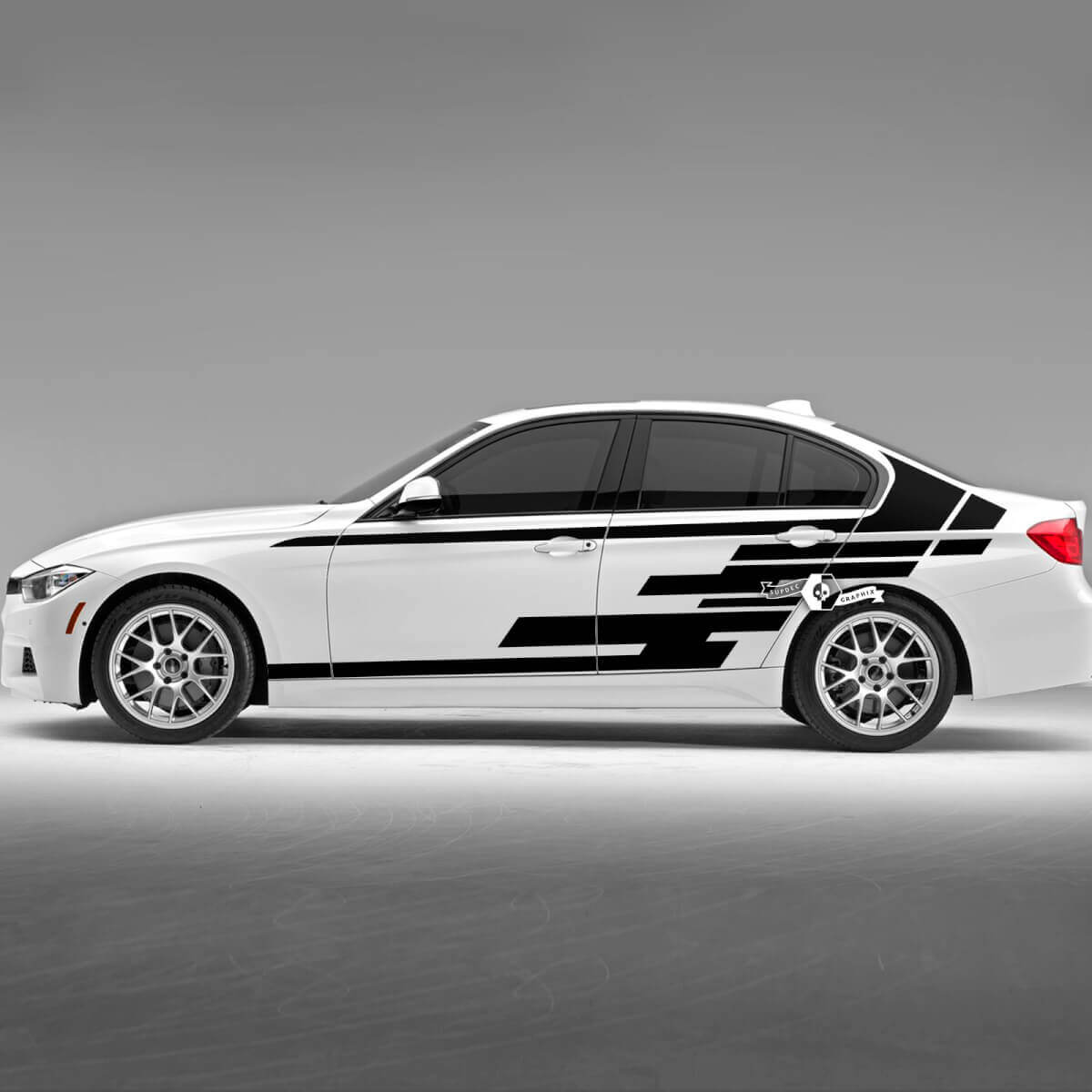 Paar BMW motorkapdeuren zijstrepen Rally Motorsport geometrie graphics vinyl sticker sticker F30 G20
