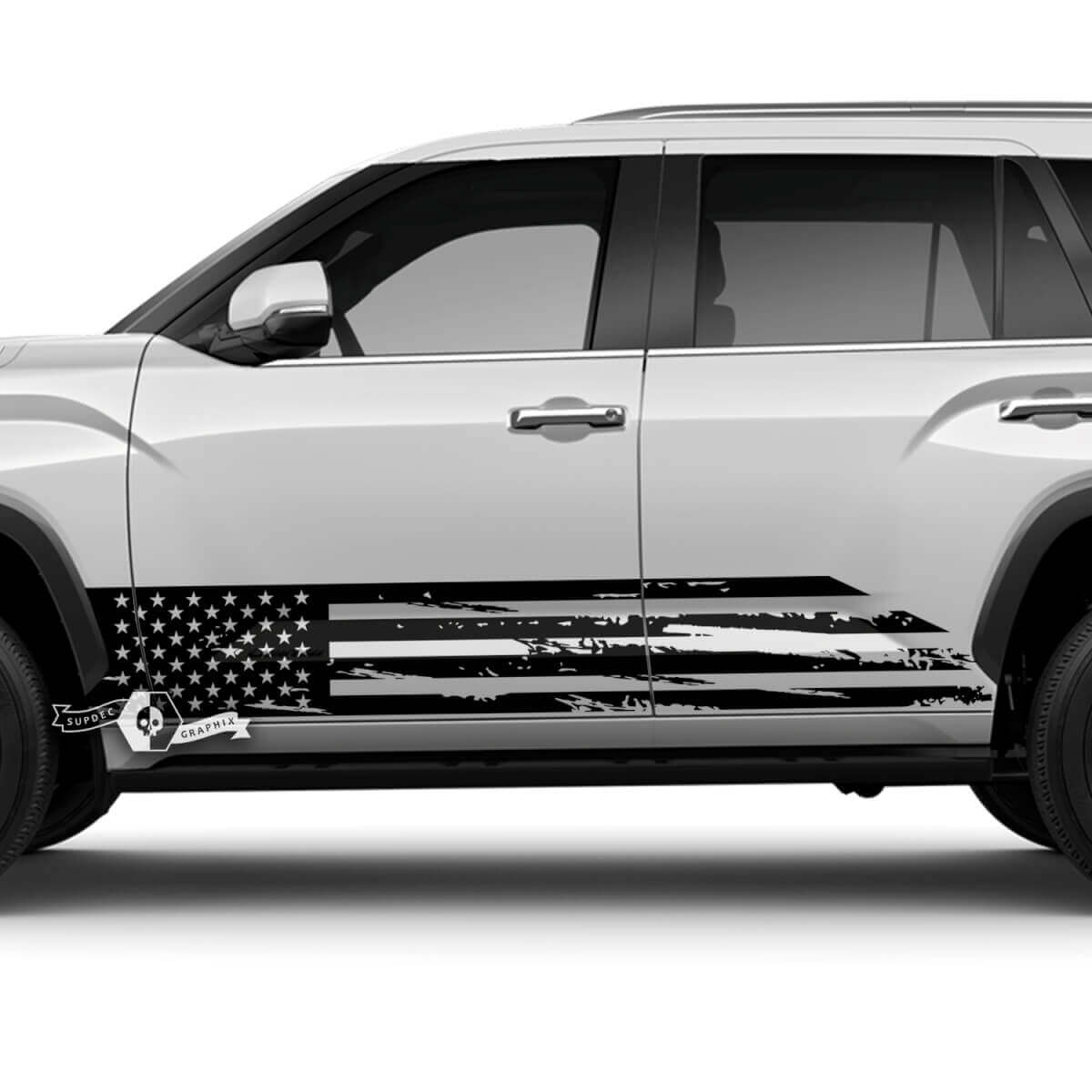 Paar Toyota Sequoia deuren Rocker Panel Stripe USA vlag verblinden verf vernietigd Off Road Vinyl Stickers Decal fit Toyota Sequoia
