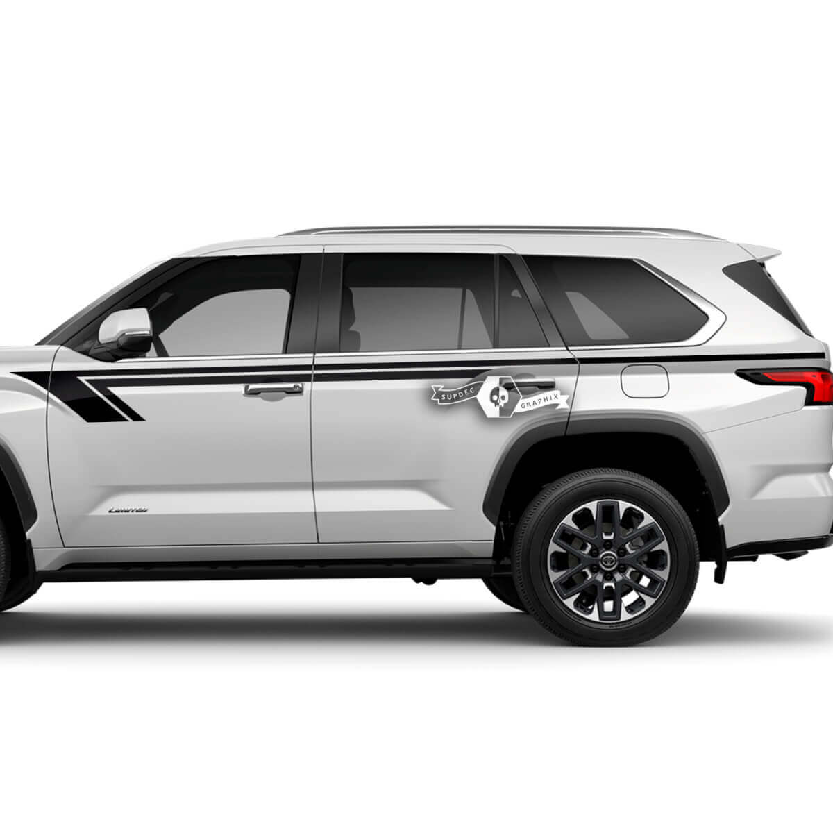 Paar Toyota Sequoia deuren omhoog achterspatbord streep trim vinyl stickers sticker geschikt voor Toyota Sequoia
