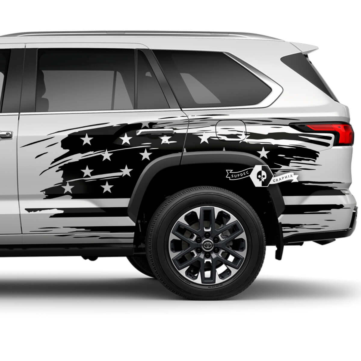 Paar Toyota Sequoia achterspatbord deur wrap UAS vlag Splash Dazzle verf vinyl stickers sticker geschikt voor Toyota Sequoia
