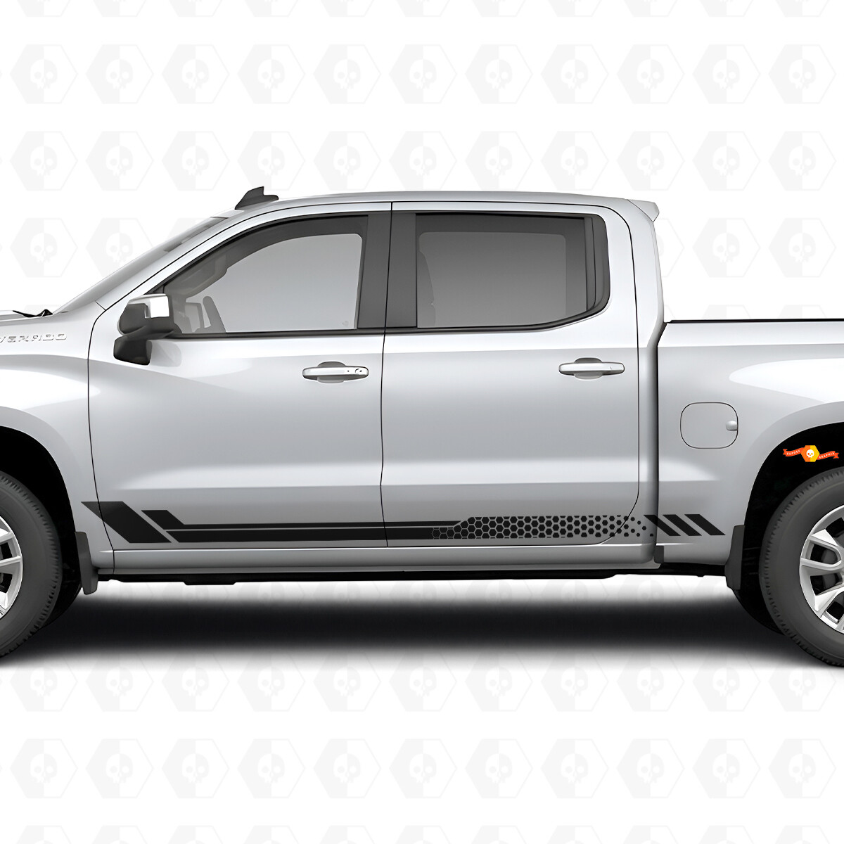 Honingraat Deur- & Rockerpaneel Vinyl Strepen voor Chevrolet Silverado 1500 T1XX 2019-2026