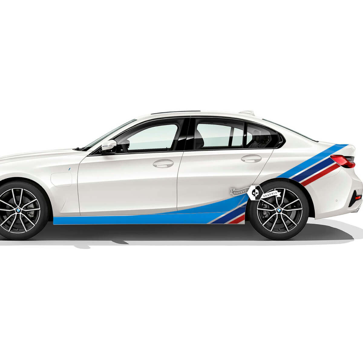 Paar BMW deuren zijkant achterspatbord Rocker paneel strepen Rally Motorsport Trim Vinyl Decal Sticker F30 G20 M kleuren
