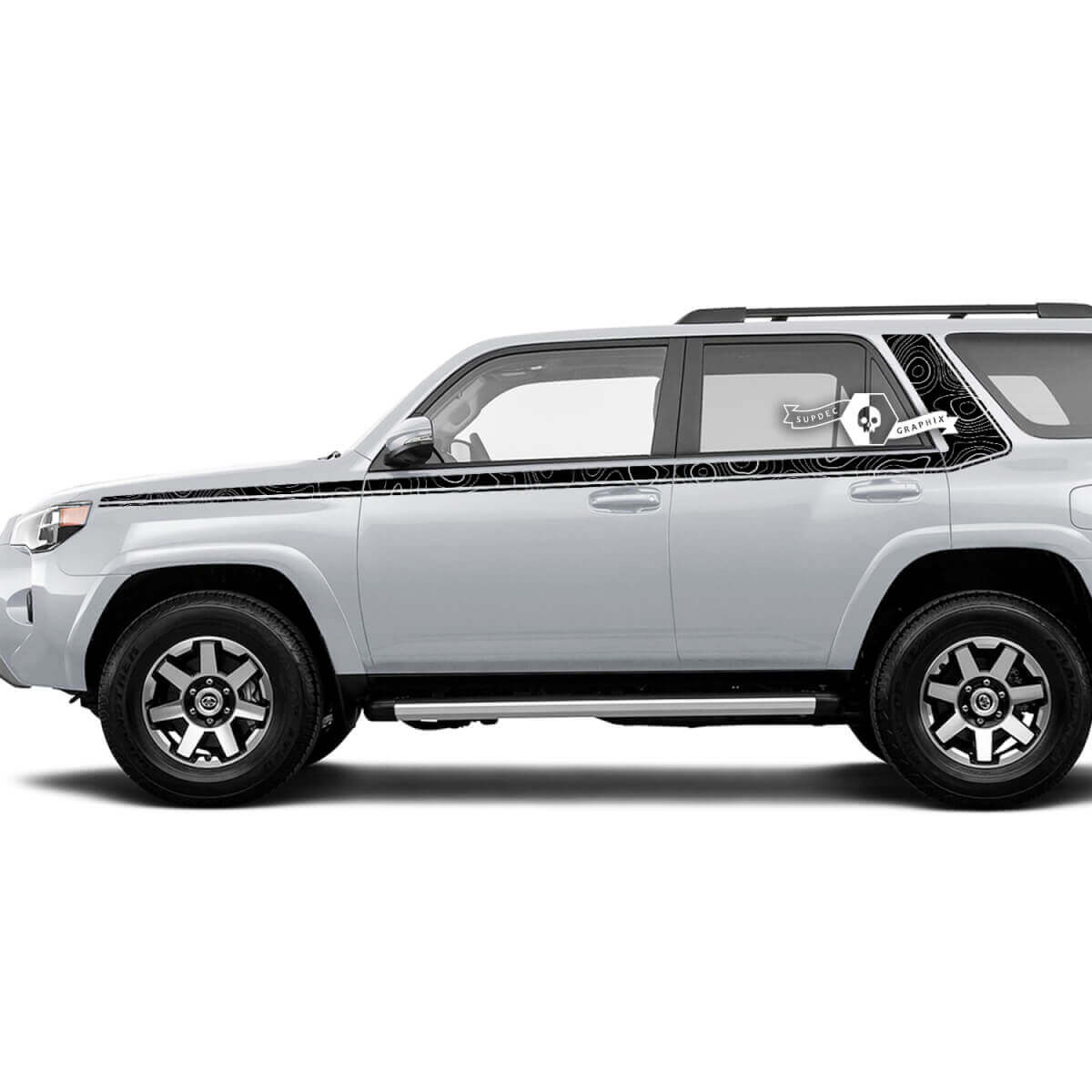 Topografische stijl zijwaarts gebogen strepen vinylsticker decal voor Toyota 4Runner Gen 5