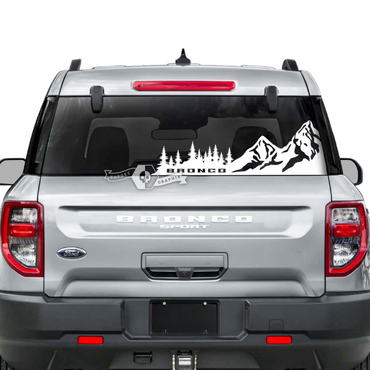 Mountains Forest Achterruit Vinyl Sticker voor Musclecar Horse
