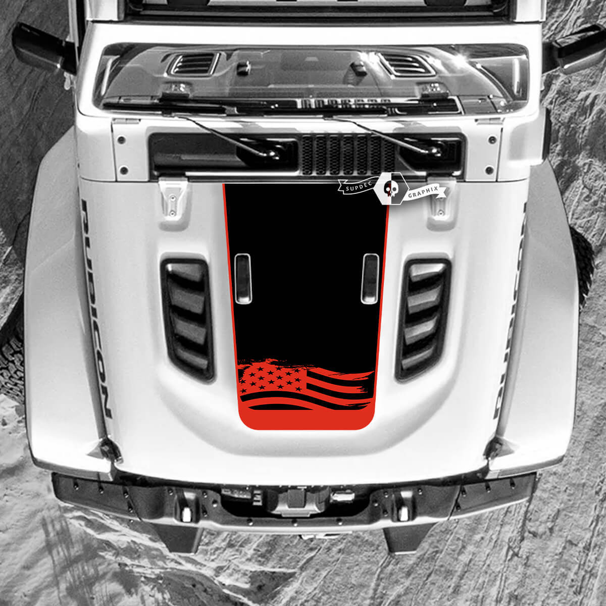 Militaire USA Vlag Motorkap Vinyl Sticker Decal 2 voor Jeep Wrangler