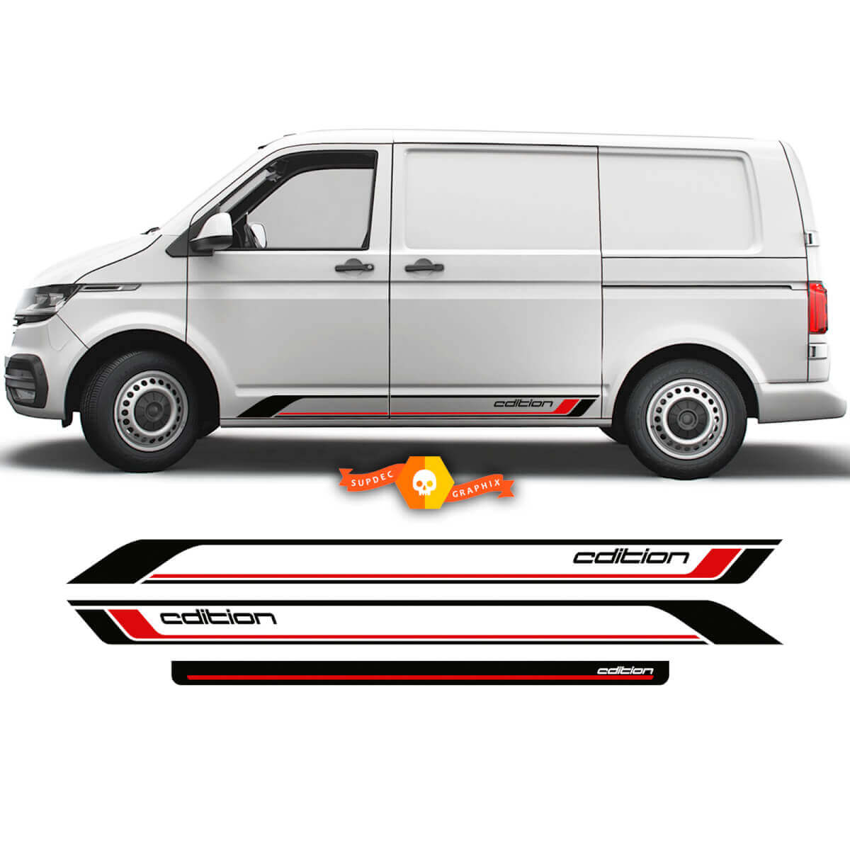 Paar VW Volkswagen Transporter Van Multivan Side Blank Stripes California kit voor T4 T5 T6 Vinyloverdrukplaatjesticker 2 kleuren
