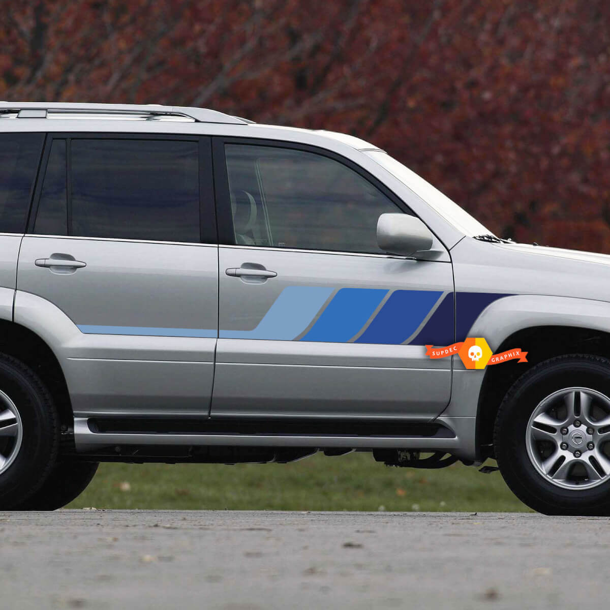 Retro zijstrepen vinyl stickerpakket voor Lexus GX470 of Toyota Land Cruiser Prado