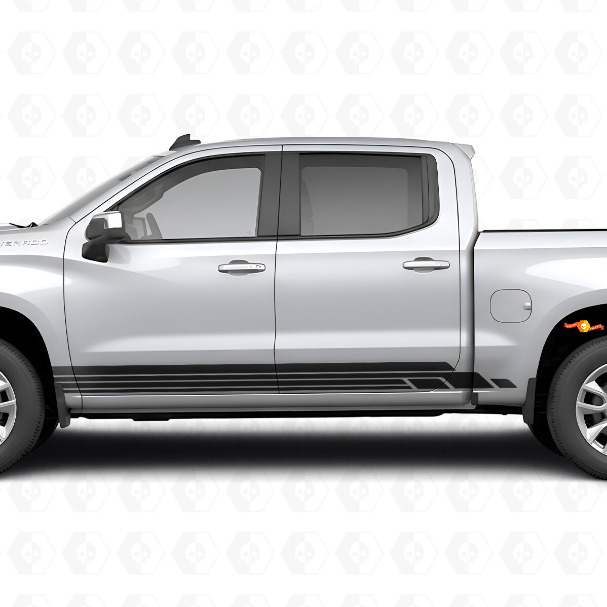 Gelaagde Lightning Deur- en Rocker Panel Vinyl Strepen voor Chevrolet Silverado 1500 T1XX 2019-2026