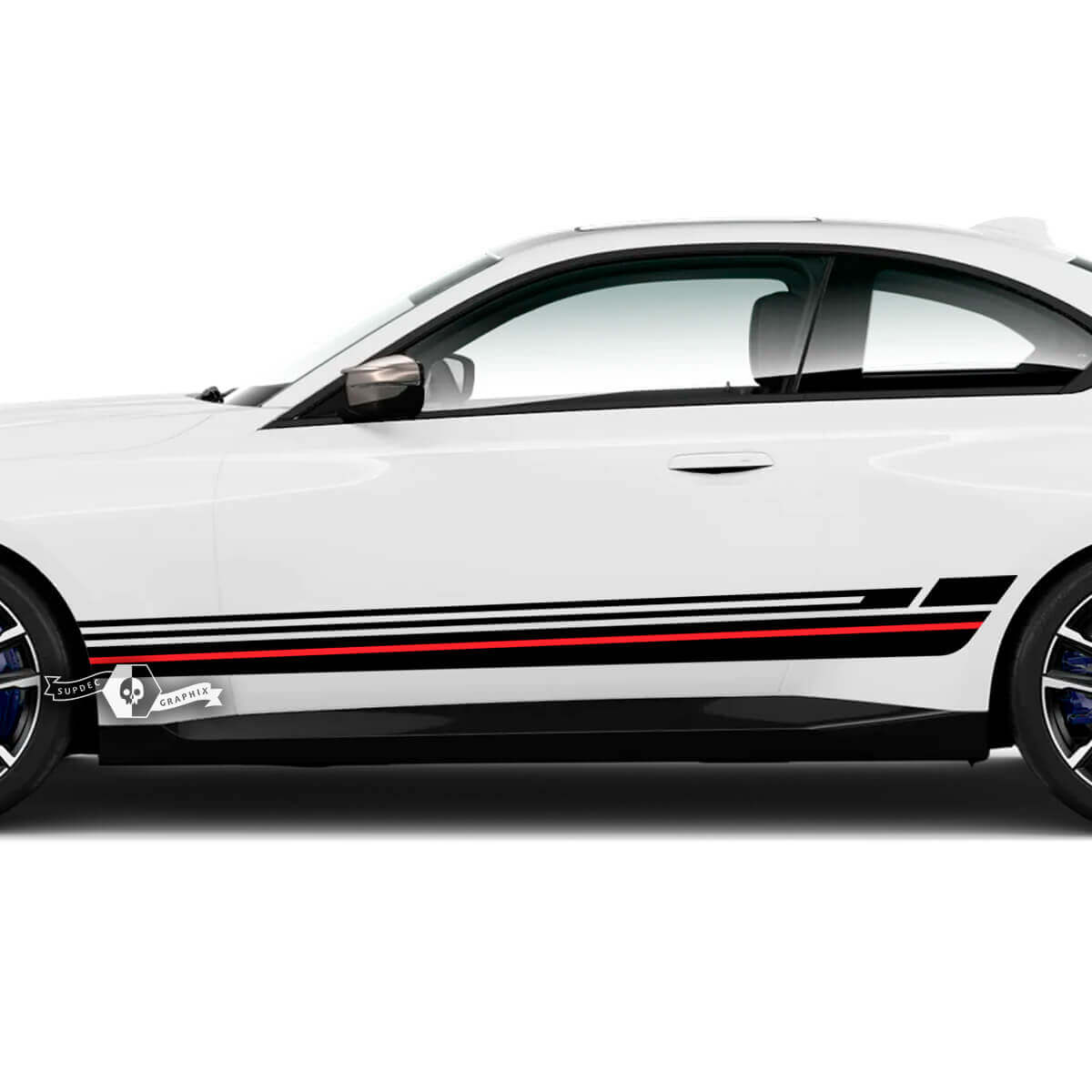 Paar BMW M2 M240 G42 F22 F87 M Performance Rocker Panel Side Stripes Line Doors Stripe M Vinyl Decal Sticker 2 kleuren
