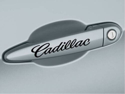 Cadillac Script Deurhendel Vinyl Decal Set voor Cadillac
