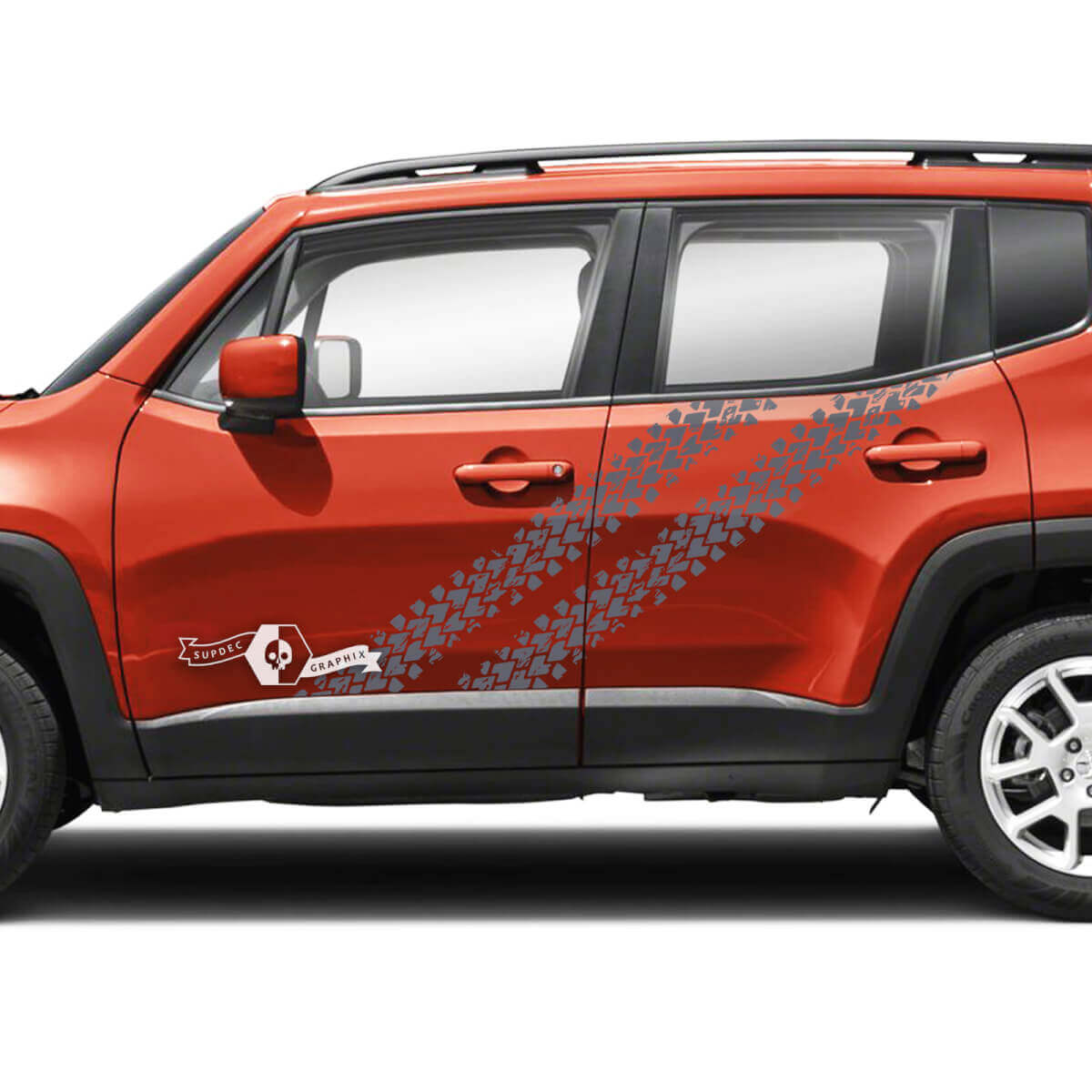 Paar Jeep Renegade zijdeuren bandenspoor grafische vinyl stickers sticker
