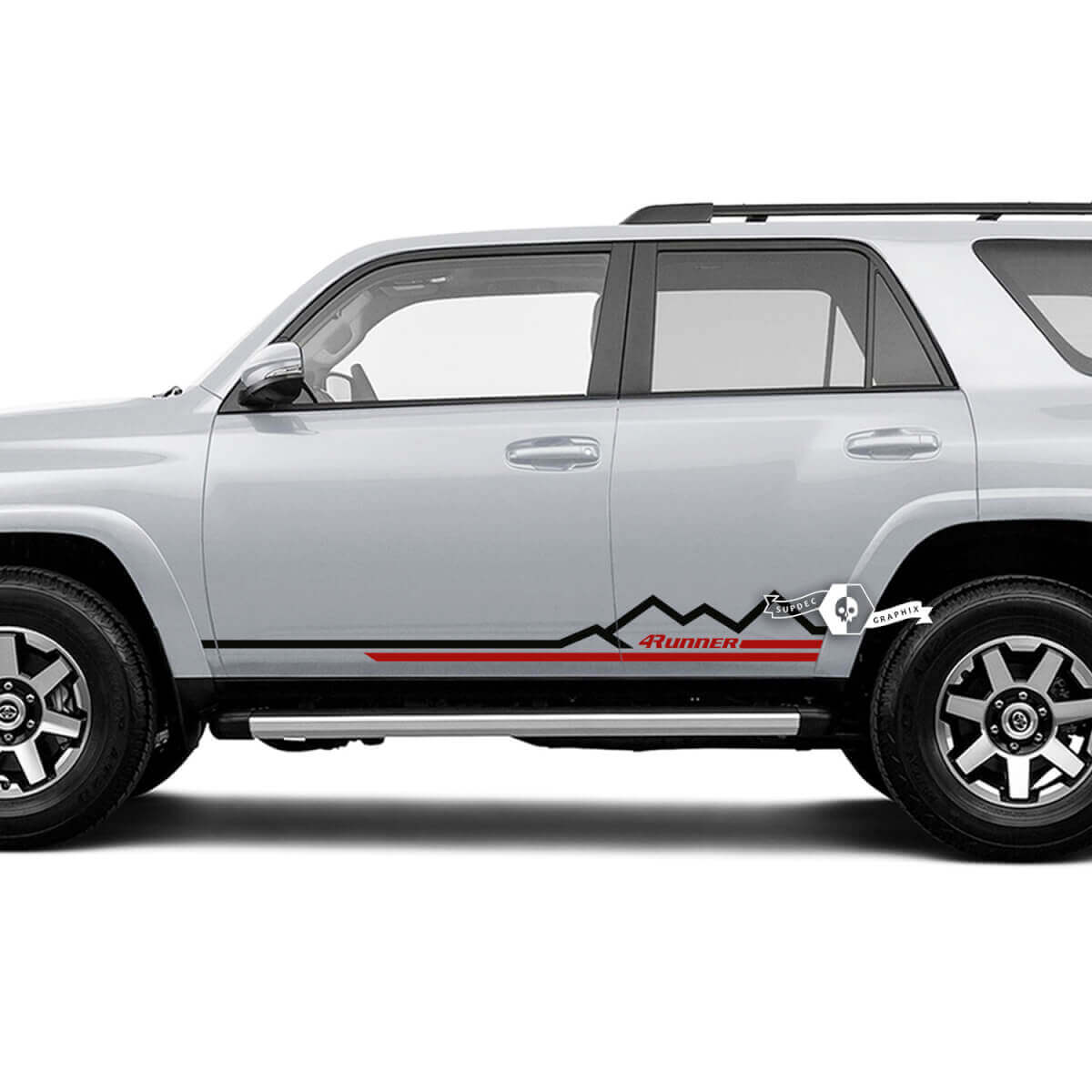 Toyota 4Runner zijdeur vinyl sierstickers | Mountain Rocker-strepen

