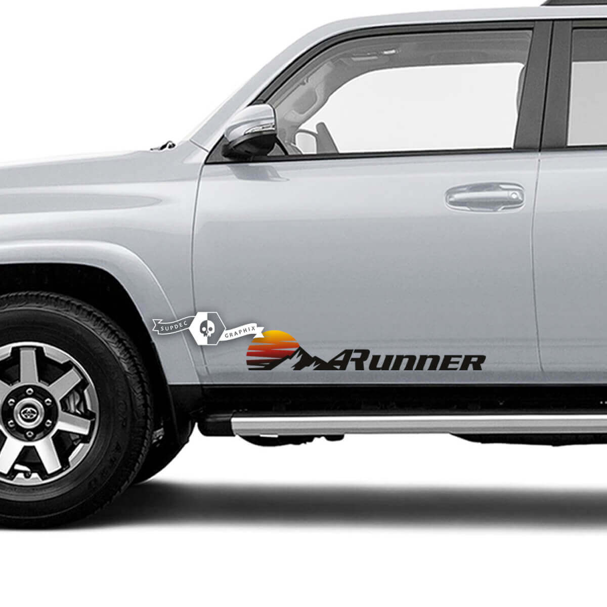 Paar 4Runner Window Mountains Sunset Retro Zijdeur Vinyl Decals Stickers voor Toyota 4Runner - Gekleurd
