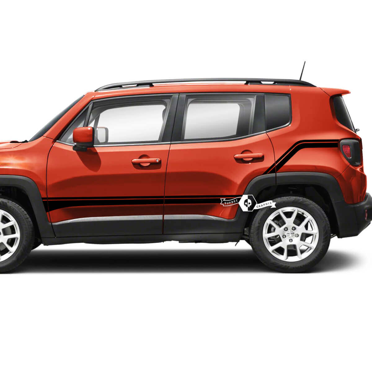 Paar Jeep Renegade Spatborddeuren Achterzijde Streep Grafische Vinyl Decal Sticker
