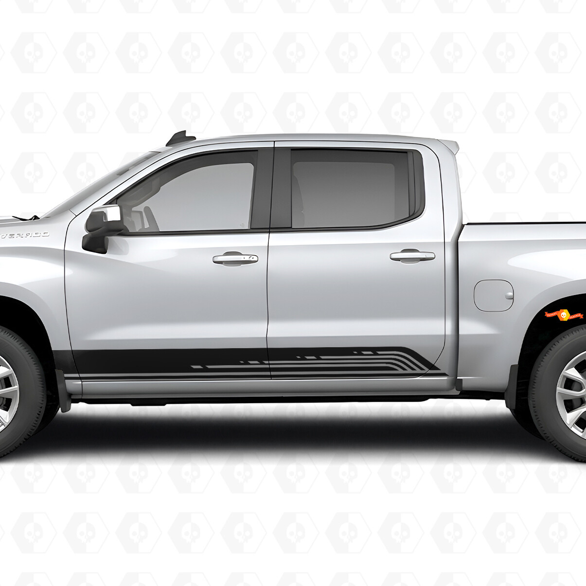 Parallelle Contour Deur- en Rockerpanel Vinyl Strepen voor Chevrolet Silverado 1500 T1XX 2019-2026