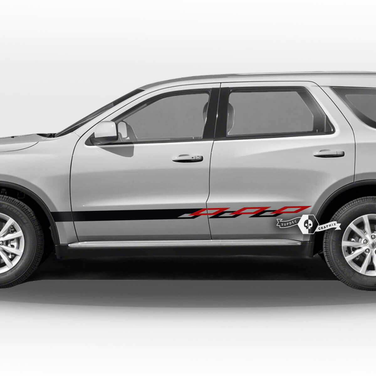 Paar Dodge Durango zijdeuren rocker paneel trim dambord vlag strepen sticker vinyl stickers 2 kleuren
