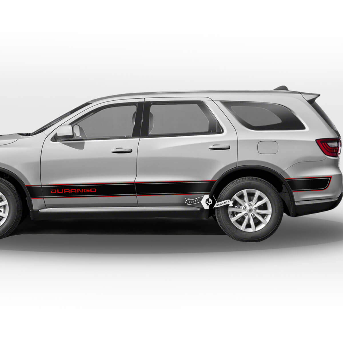 Paar Dodge Durango zijdeuren rocker paneel trim dambord vlag strepen sticker vinyl stickers 2 kleuren
