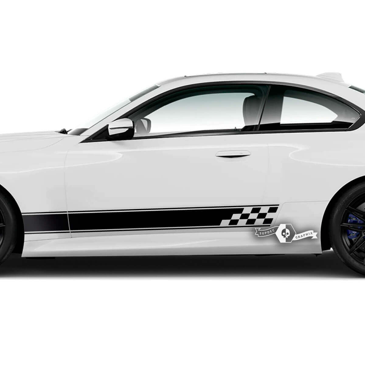 Paar BMW M2 M240 G42 F22 F87 M Performance Trim Dambord Vlag Kant Streep Deuren Streep Vinyl Decal Sticker
