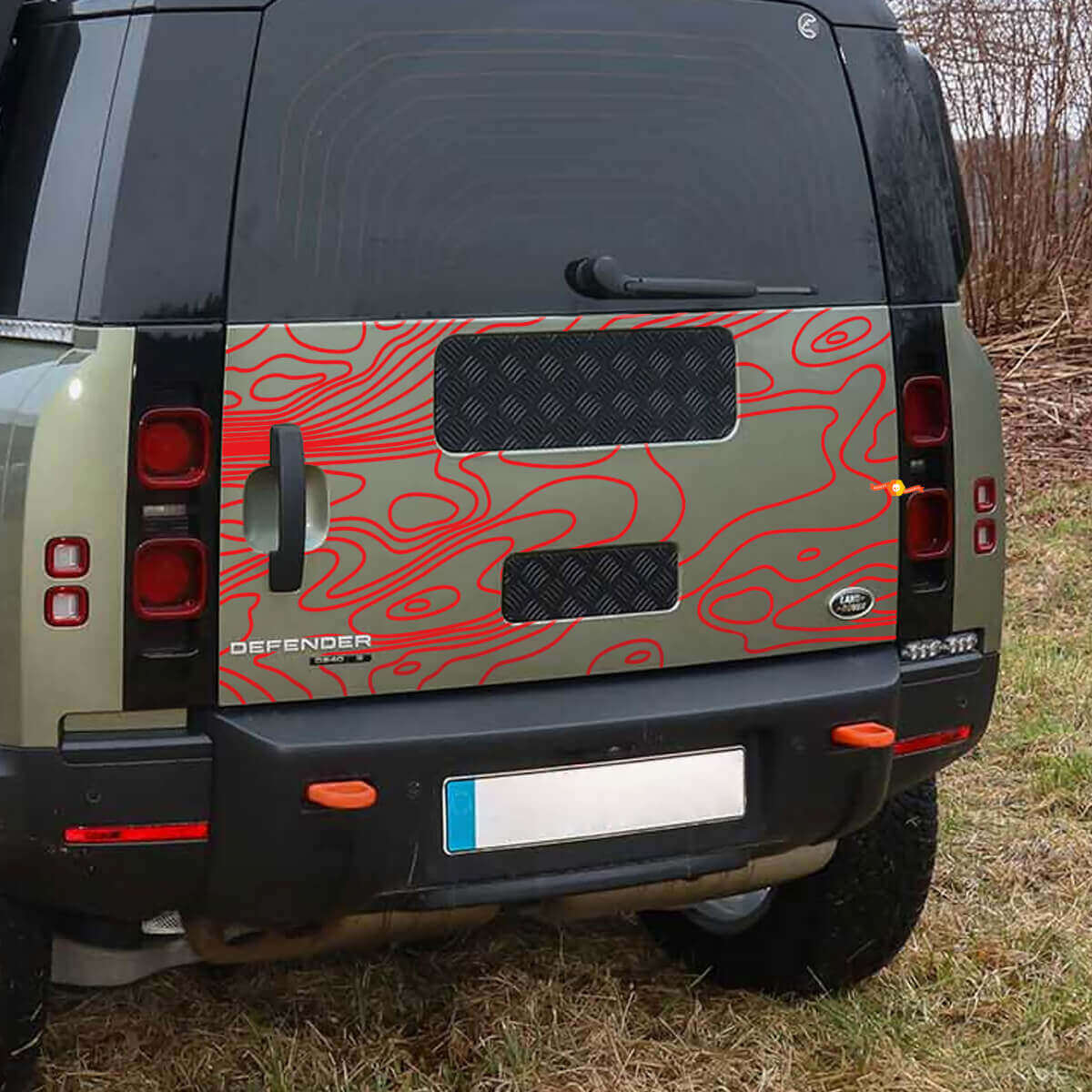 Kofferbakdeur Topografische Kaart Decal Voor Land Rover Defender 110 Vinyl Sticker