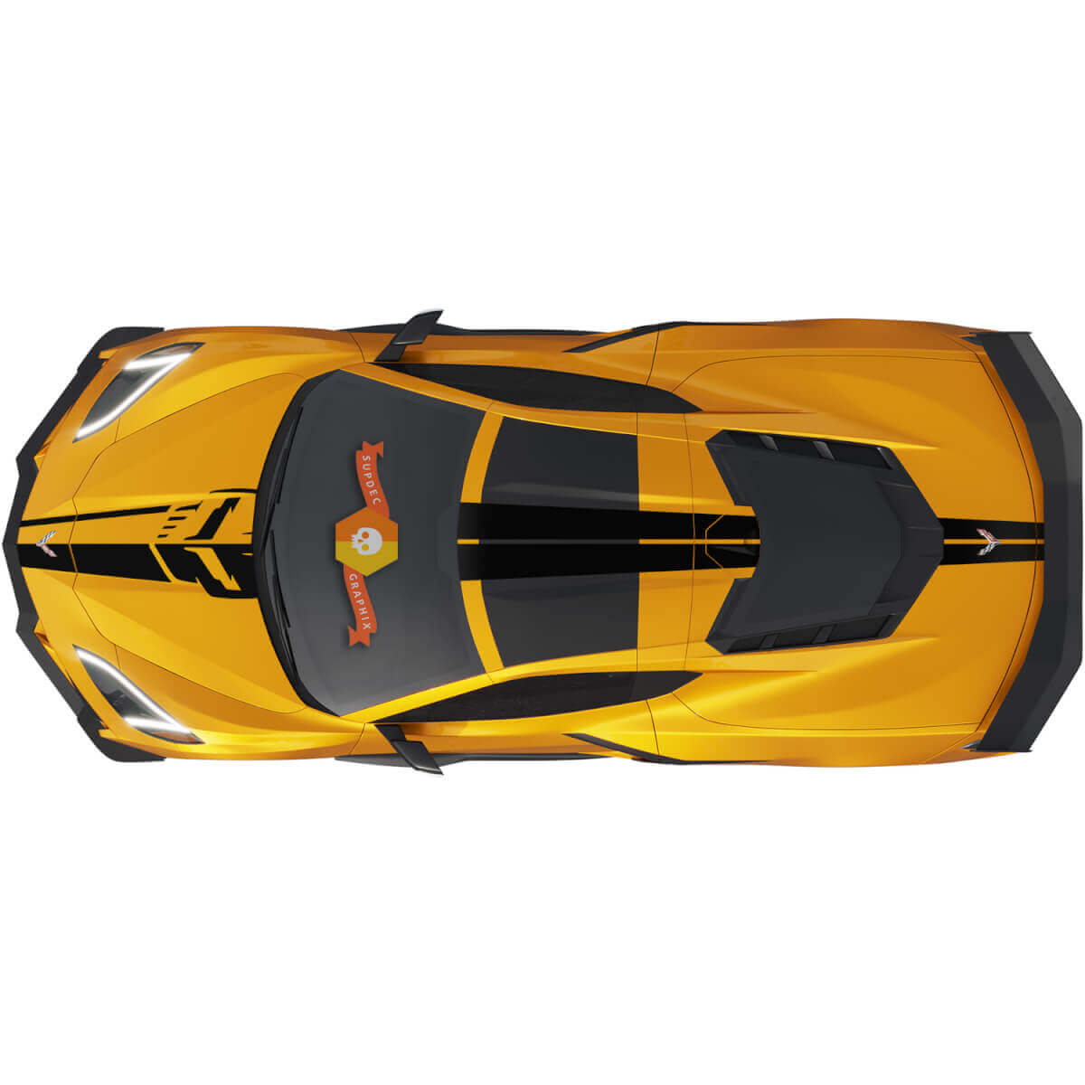 Racing Stripes Complete Top Zijvinylsticker voor Chevrolet Corvette C8