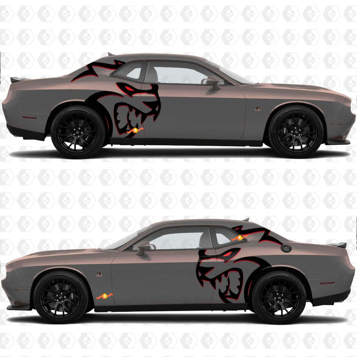 Twee kleuren side stickers stickers voor Dodge Challenger Hellcat Red Eye Redeye of Charger
