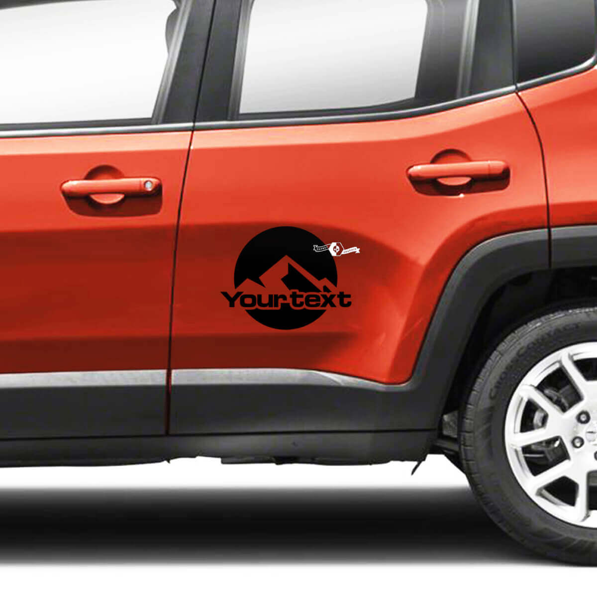 Paar Jeep Renegade deuren zijkant bergen grafisch logo vinyl sticker sticker streep
