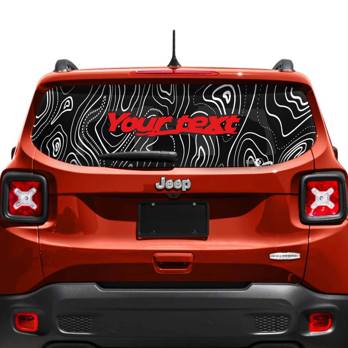 Aangepaste Tekst Topografische Kaart Achterklep Raam Vinyl Sticker 2 Kleuren voor Jeep Renegade