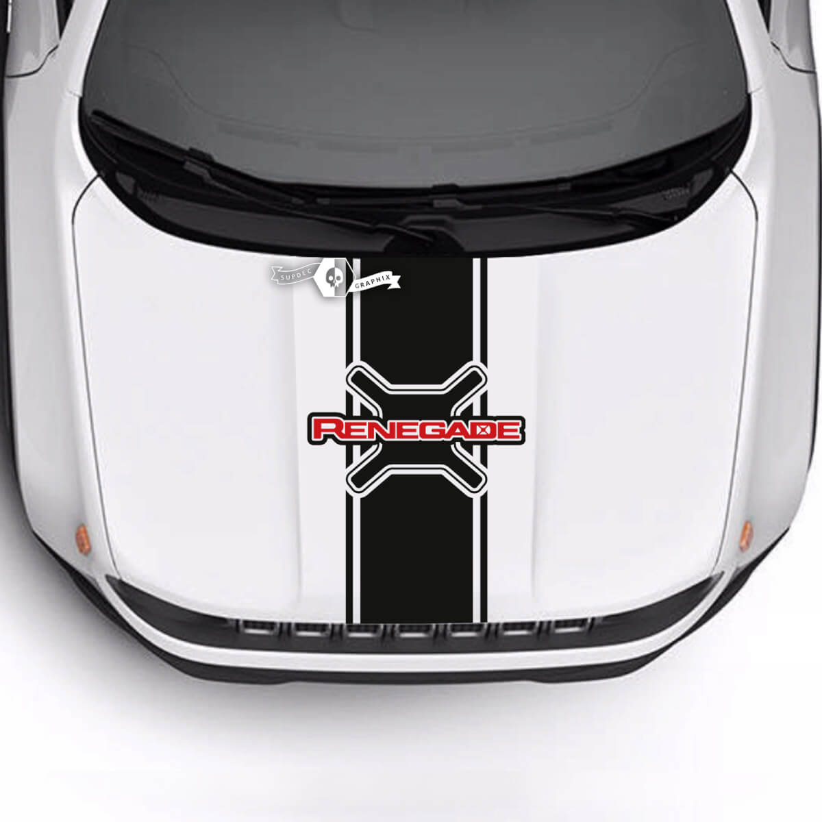 Jeep Renegade Trailhawk Sport Hood Logo Stripe Vinyl Decal Sticker 2 kleuren
