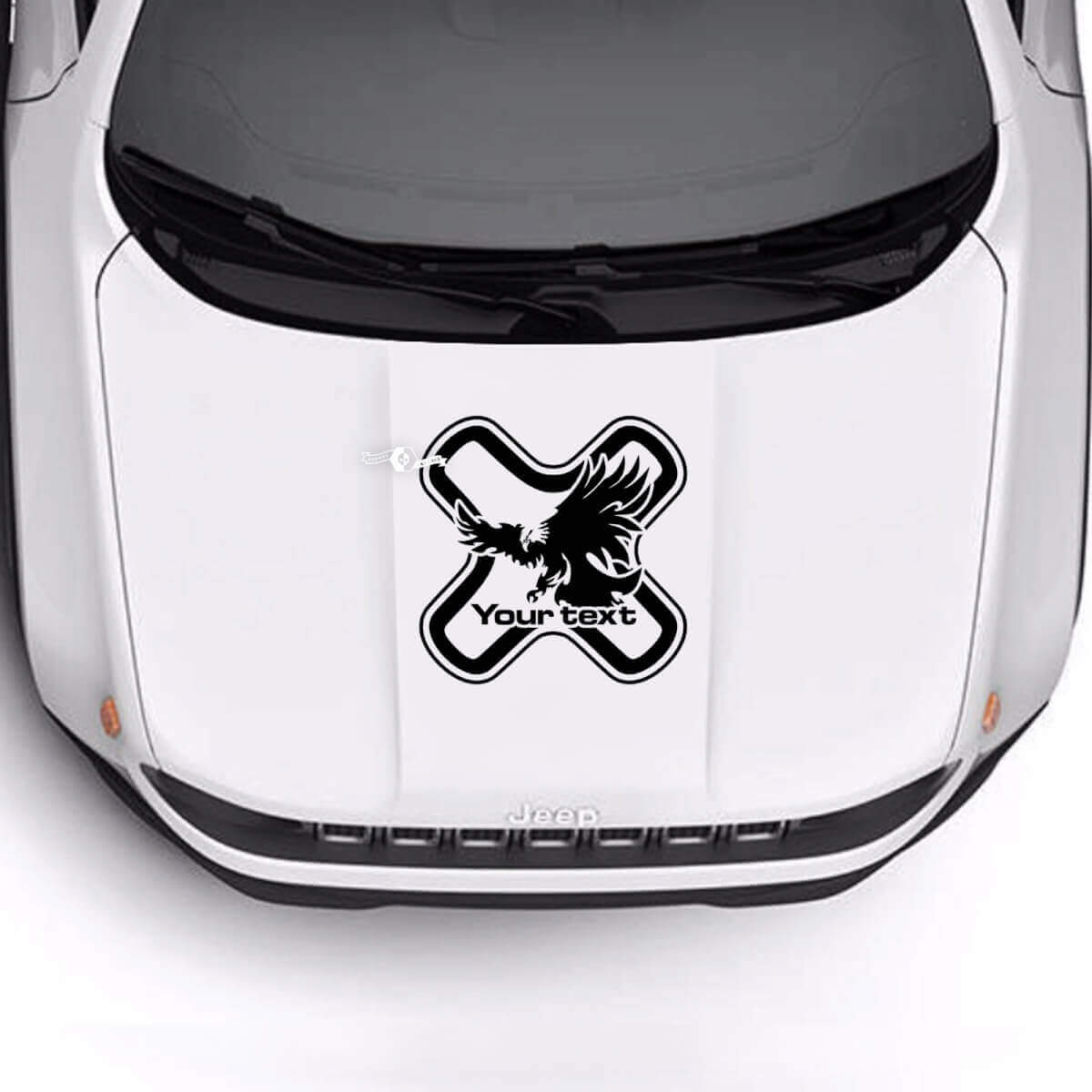 Aangepaste tekst motorkap Kale Adelaar Vinyl Sticker 2 voor Jeep Renegade