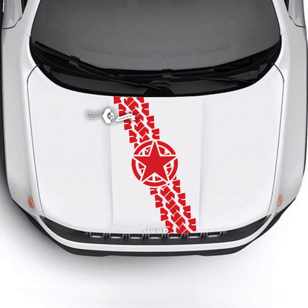 Jeep Renegade Trailhawk Sport Hood Militaire Star Tire Track Bald Eagle Vinyl Decal Sticker
