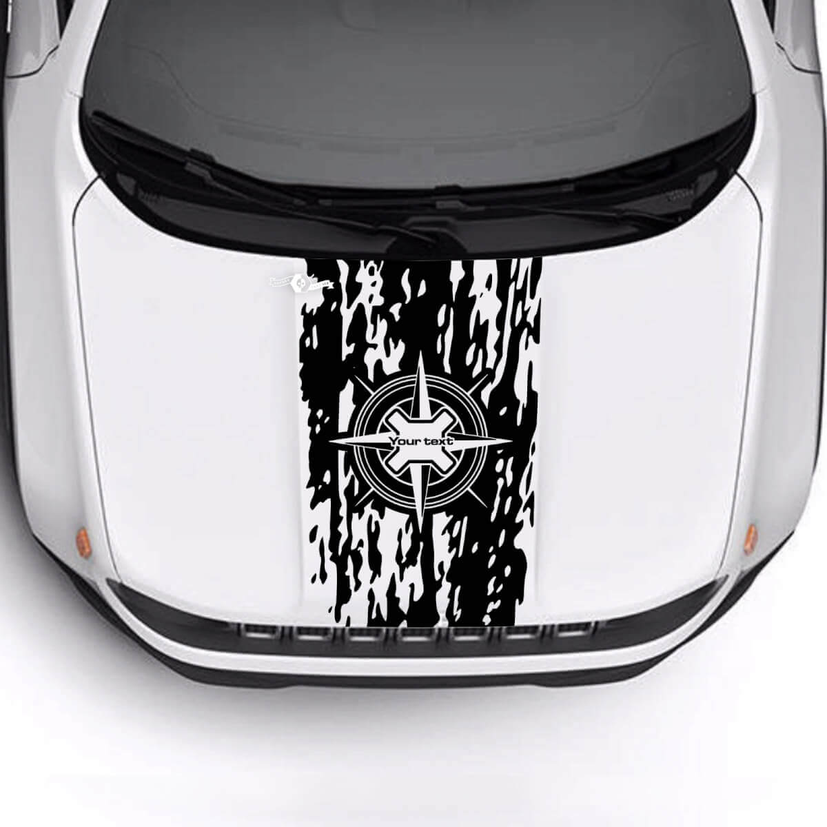 Aangepaste Tekst Kompas Versleten Vernield Vlag Motorkap Vinyl Decal Sticker voor Jeep Renegade Trailhawk