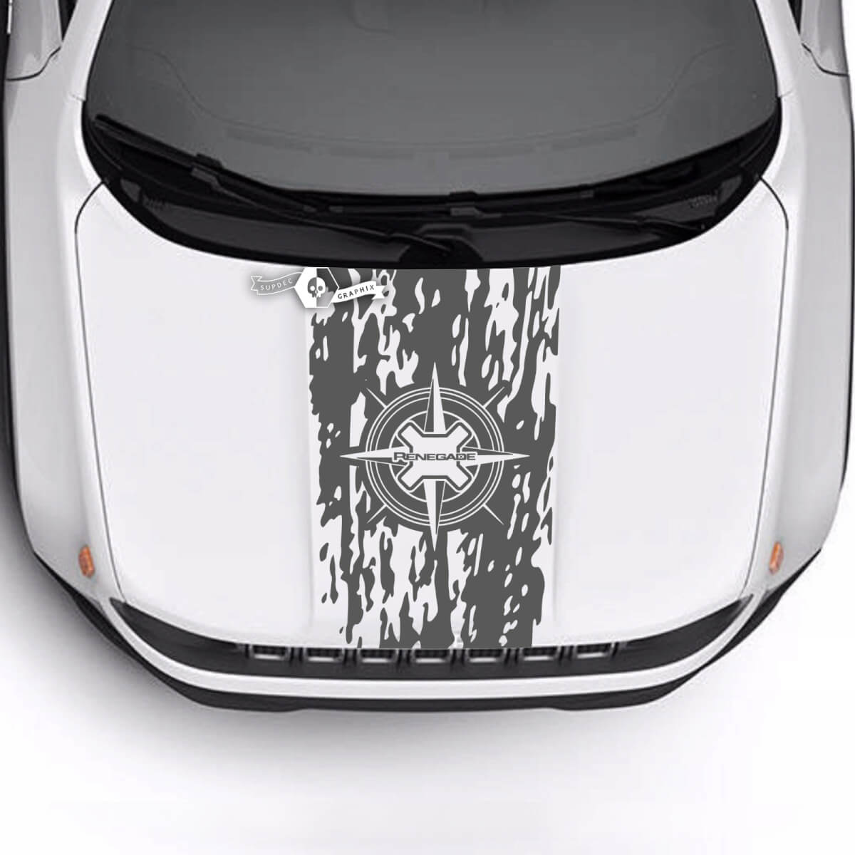 Jeep Renegade Trailhawk Sport USA vlag kompas gehavende vernietigde kap Logo Stripe Vinyl Decal Sticker
