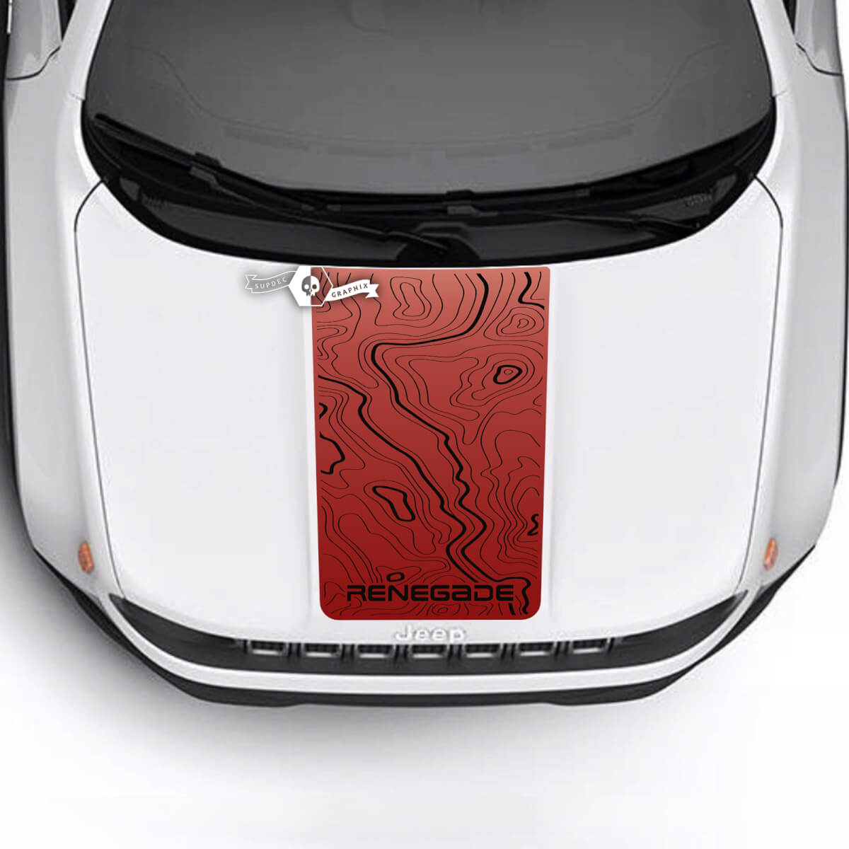 Jeep Renegade Trailhawk Sport topografische kaart Hood Stripe Vinyl Decal Sticker 2 kleuren
