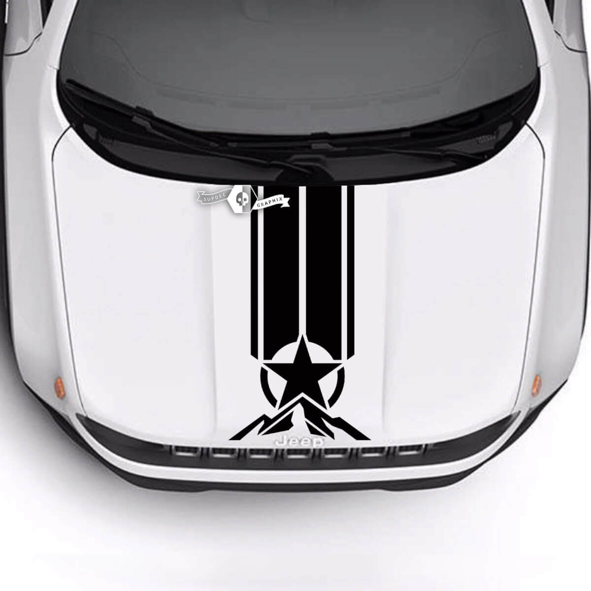 Jeep Renegade Trailhawk Sport Hood Militaire Star Stripe Trim Vinyl Decal Sticker
