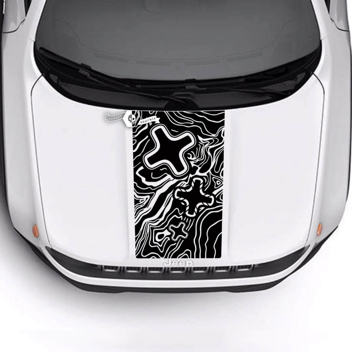 Jeep Renegade Trailhawk Sport topografische kaart Hood Stripe Vinyl Decal Sticker
