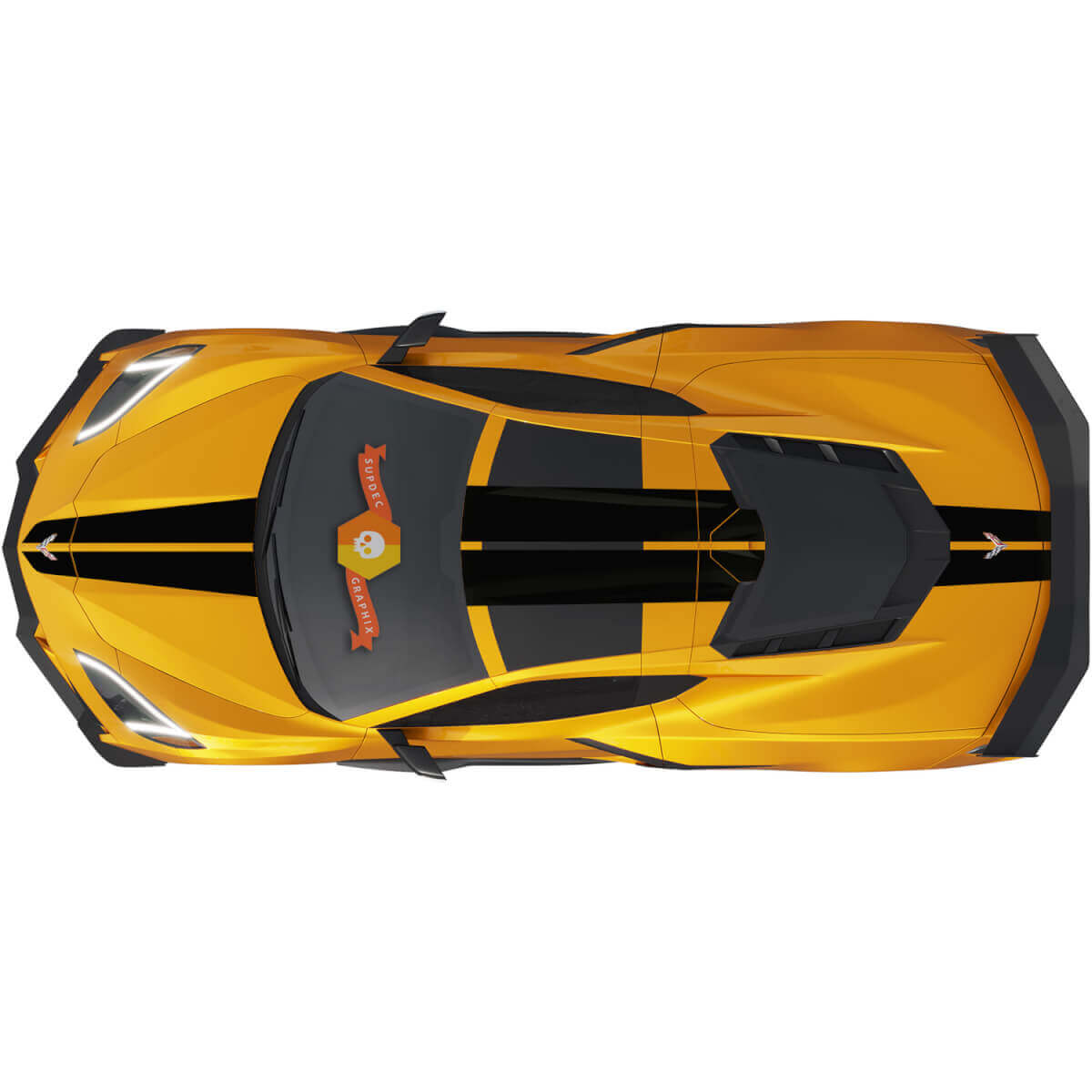 Volledige lengte motorkap dak achterzijde race strepen vinyl decal kit voor Chevrolet Corvette C8