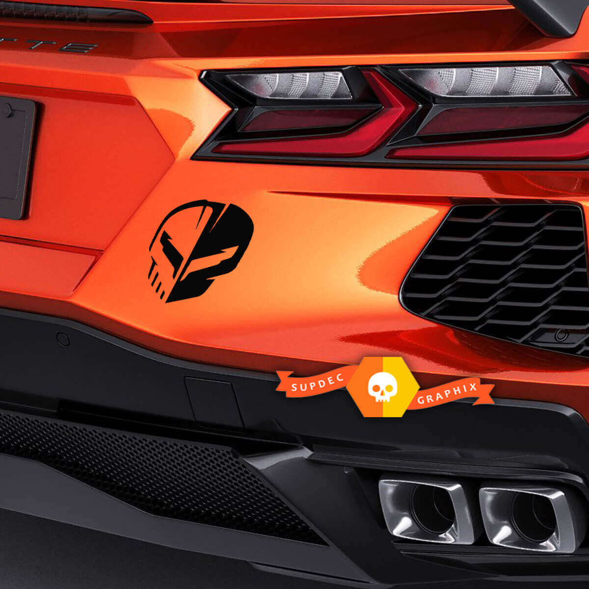 Jake Skull Achterbumper Vinyl Sticker voor Chevrolet Corvette C8 Z06