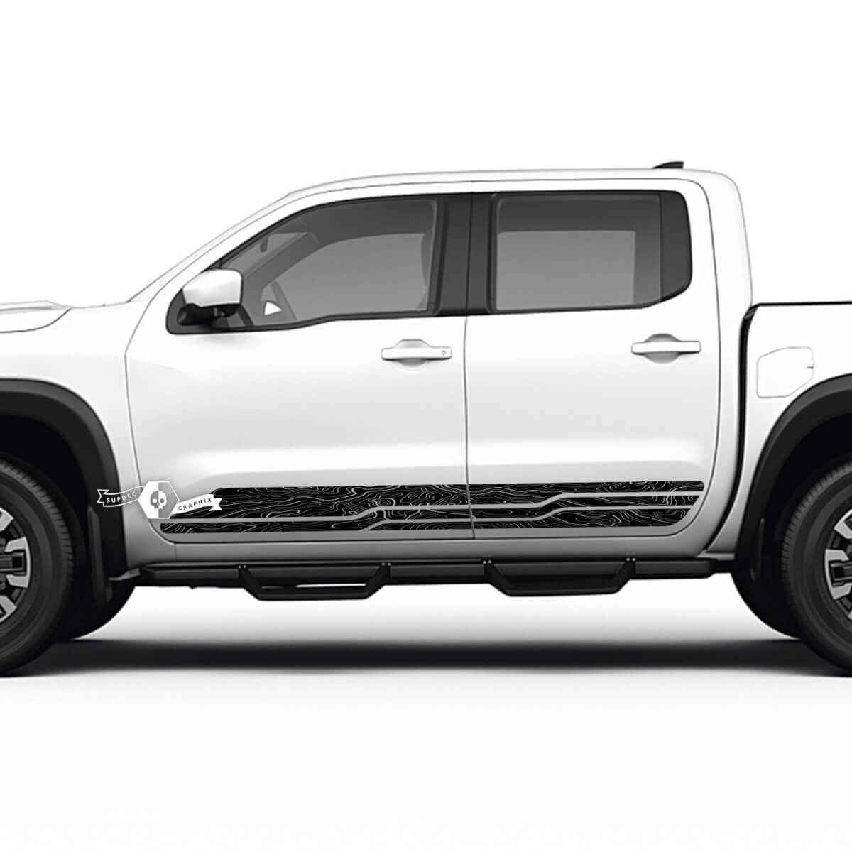 2 Nissan sticker rocker paneel zijkant topografische kaart Nissan Frontier Stripe vinylstickersset
