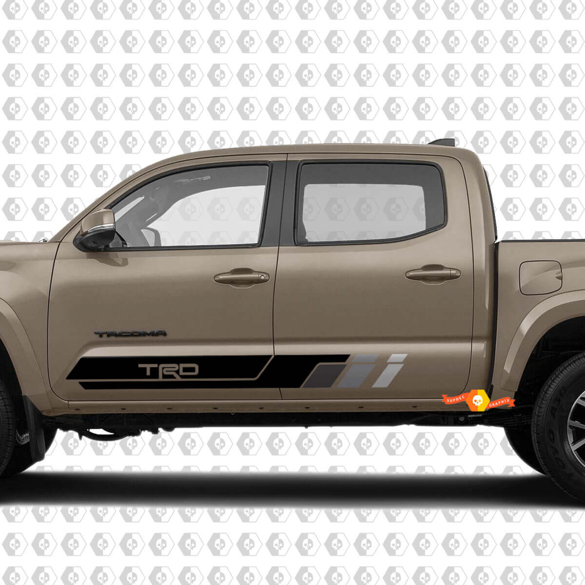2 TRD Tacoma Zijdeuren Strepen Rocker Panel Vinyl Stickers Decal Kit voor Toyota Tacoma
