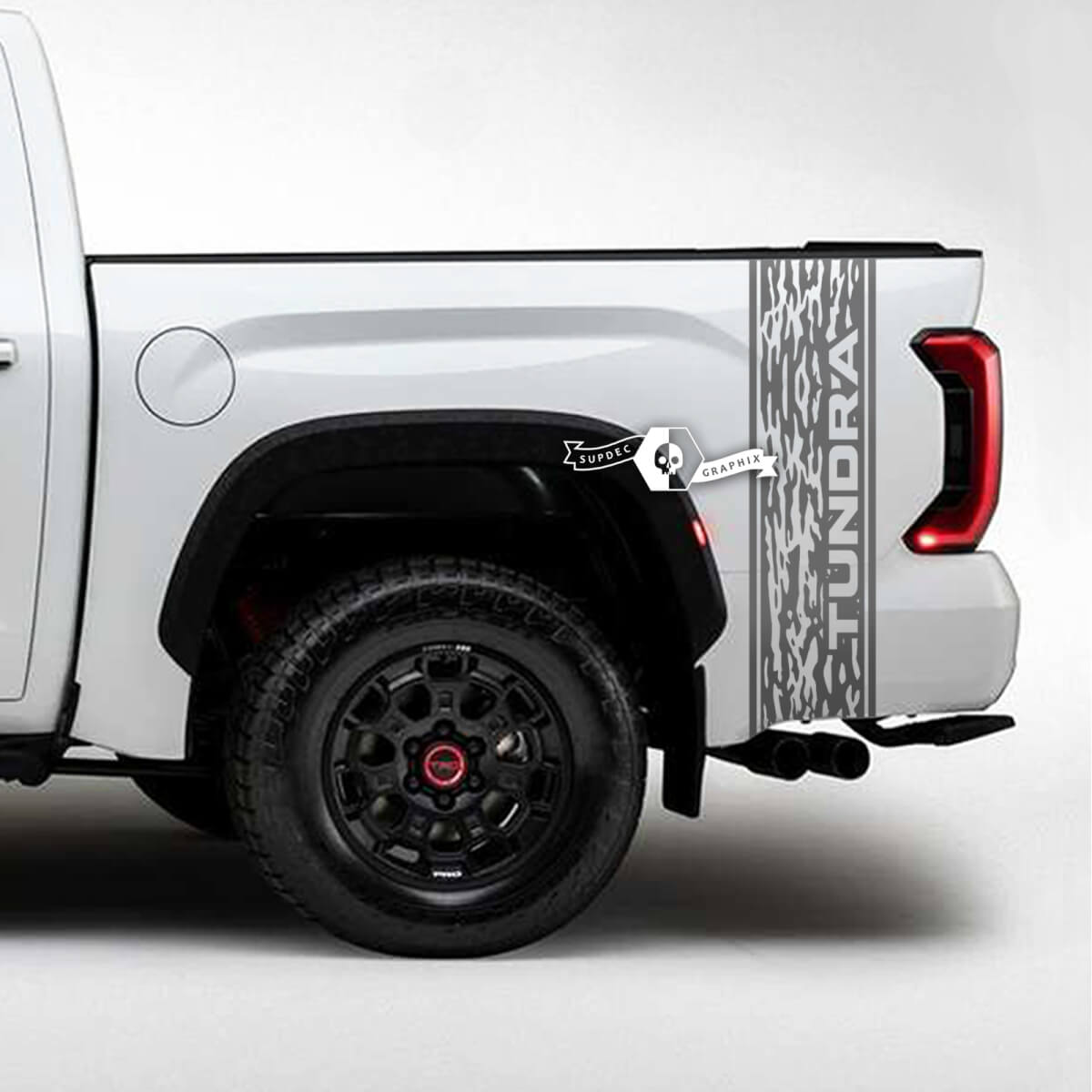 Paar Toyota Tundra Bed Side Achterspatbord Logo Vernietigde Grange Stripes Vinyl Stickers Sticker

