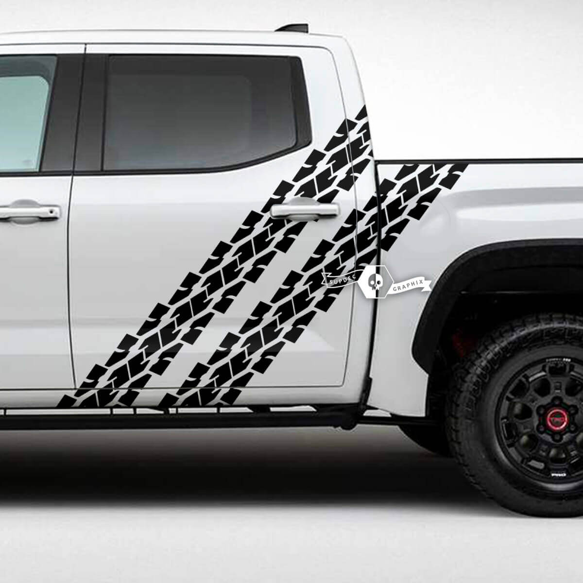 Paar Toyota Tundra Vintage deuren zijkant dubbele strepen topografische kaart vinyl stickers sticker
