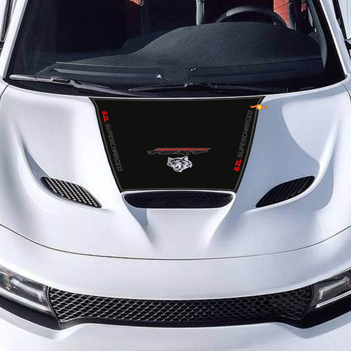 Kap sticker voor oplader 6.2L SUPERCHARGED 6.2L HEMI SRT HELLCAT HEMI vinyl sticker sticker 3 kleuren
