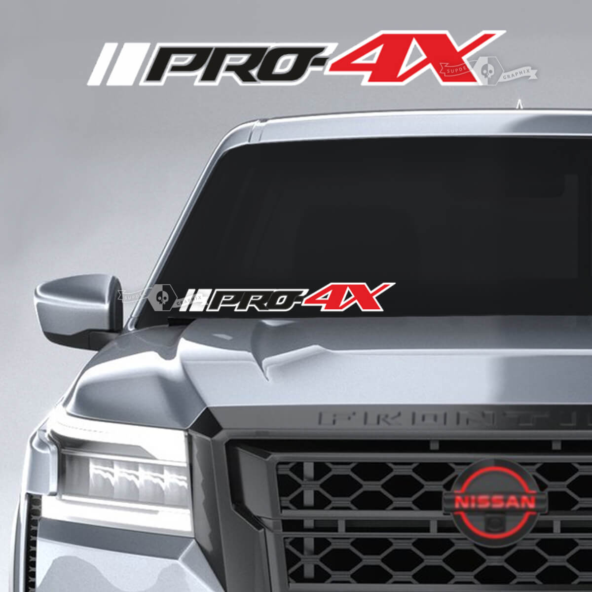 Voorruit Nissan Frontier PRO 4X Vinyl Stickers Decals Graphics 3 kleuren
