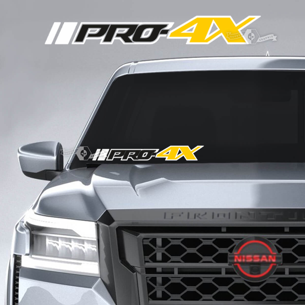 Voorruit Nissan Frontier PRO 4X Vinyl Stickers Decals Graphics 3 kleuren